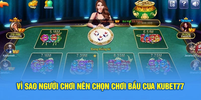 Vì sao người chơi nên chọn chơi bầu cua Kubet77